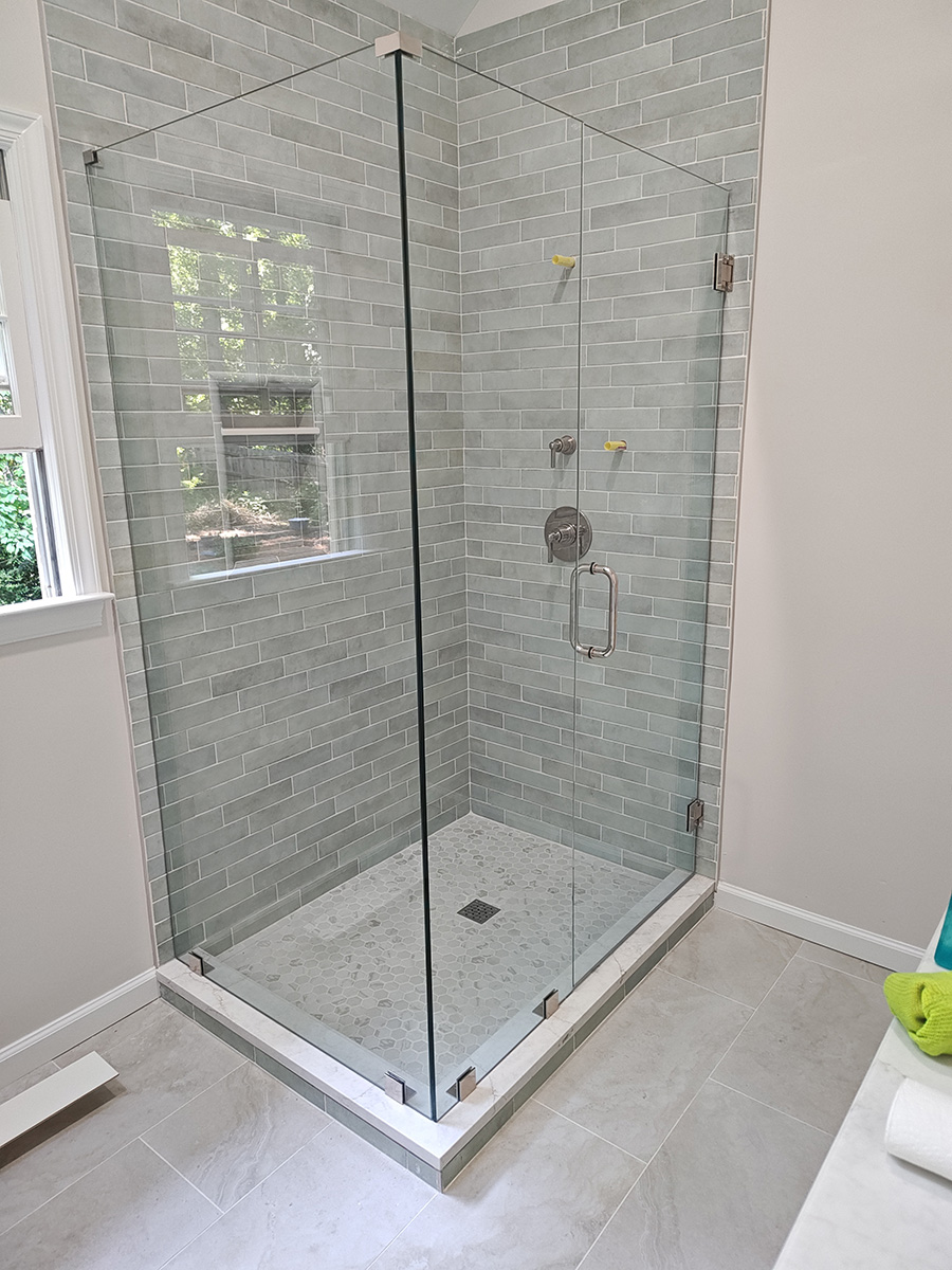 90-degree frameless shower enclosure in Marietta GA